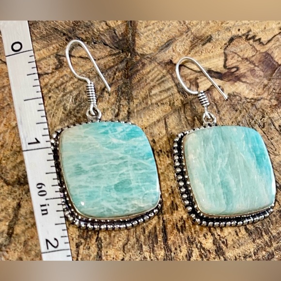 Beautiful Shade of Green Amazonite Earrings 2” - Picture 9 of 12